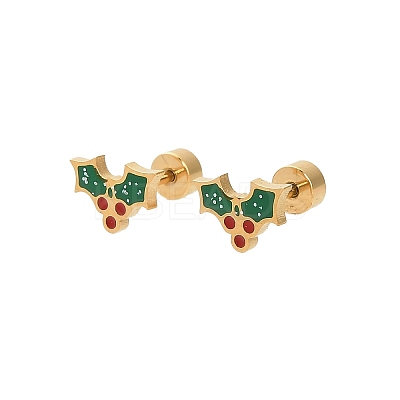 Christmas 304 Stainless Steel Stud Earrings EJEW-A144-01C-G-1