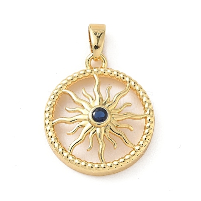 Brass Micro Pave Cubic Zirconia Pendants KK-P334-01G-1