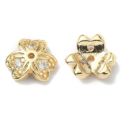 Brass Pave Clear Cubic Zirconia Bead Caps KK-B072-20G-1