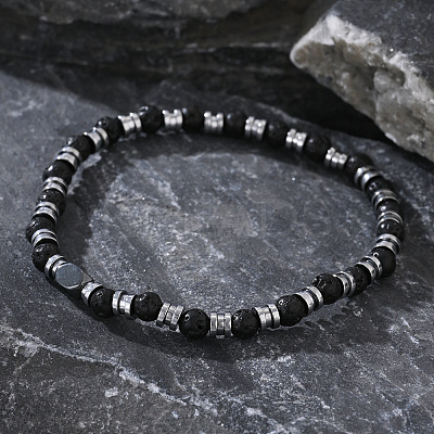 Bohemian Style Natural Lava Rock Beads Stretch Beads for Women Men CZ0038-1