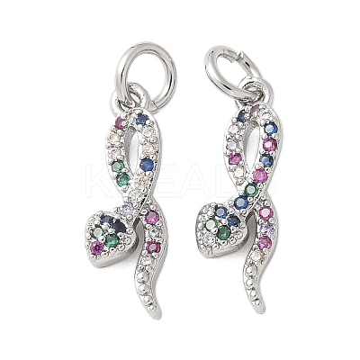 Brass Micro Pave Cubic Zirconia Pendants KK-U056-52P-1