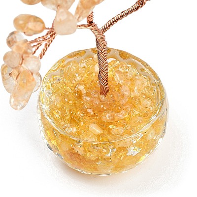 Natural Yellow Quartz Chips Tree of Life Decorations DJEW-B013-01C-1