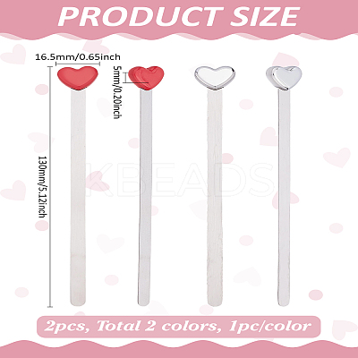 2Pcs 2 Colors 201 Stainless Steel Bookmarks AJEW-LP0004-86-1