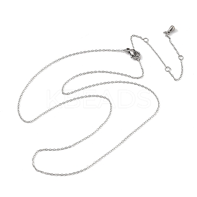 1MM 304 Stainless Steel Cable Chain Necklaces NJEW-T016-15P-1