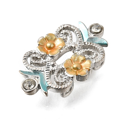 Brass Crystal Rhinestone Flower Multi-Strands Links KK-P306-17P-1