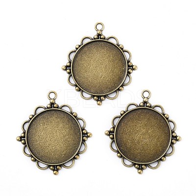 Vintage Tibetan Style Alloy Pendant Cabochon Settings X-TIBEP-M018-92AB-NF-1
