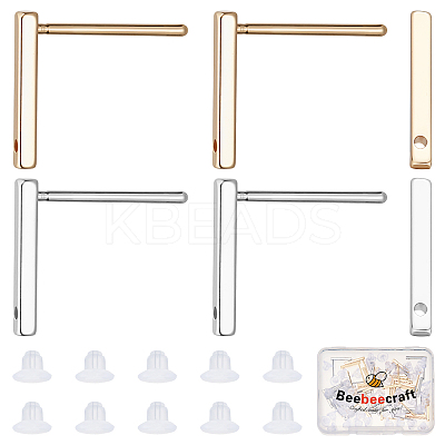 40Pcs 2 Colors Brass Stud Earring Findings KK-BBC0002-80-1