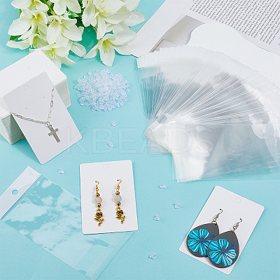 100Pcs Rectangle Paper One Pair Earring Display Cards CDIS-SC0001-14-1