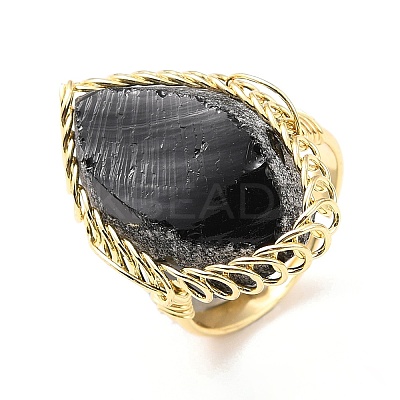 Natural Obsidian Horse Eye Wrapped Adjustable Ring G-D458-03G-03-RS-1