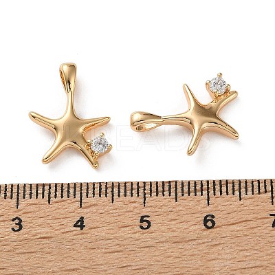 Ocean Theme Brass Micro Pave Clear Cubic Zirconia Pendants KK-L266-02H-G-1