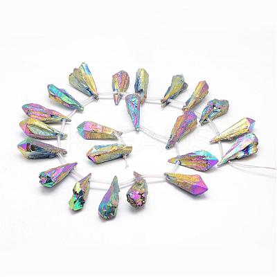Electroplated Natural Quartz Crystal Beads Strands G-G890-A-07-1