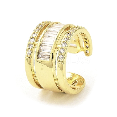 Rack Plating Brass Micro Pave Cubic Zirconia Cuff Earring EJEW-H117-08G-1