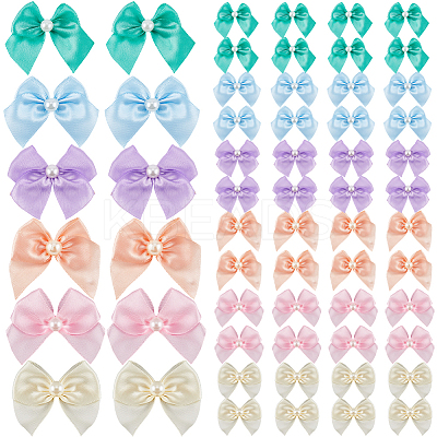 72Pcs 6 Colors Bowknot Polyester Ornament Accessories DIY-SP0003-60B-1