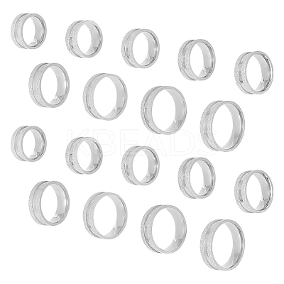 18Pcs 9 Size 201 Stainless Steel Grooved Finger Ring for Men Women STAS-UN0045-60A-P-1