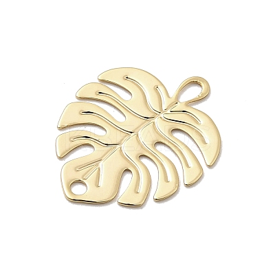 Brass Laser Cut Leaf Connector Charms KK-A275-03G-1
