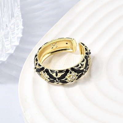 Brass Micro Pave Cubic Zirconia Cuff Open Rings for Women RJEW-B160-05G-1