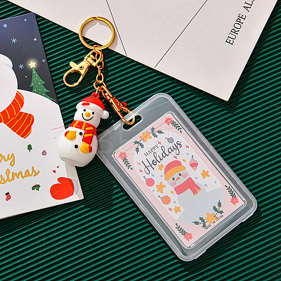 Christmas Themed Plastic Keychain Card Sleeve XMAS-PW0001-273D-1