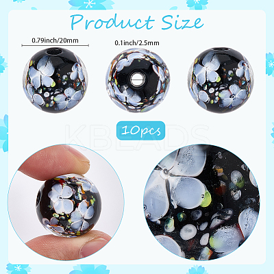 10Pcs Handmade Inner Flower Lampwork Beads LAMP-PA0001-02A-1