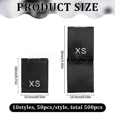 500Pcs 10 Styles Polyester Clothing Size Labels FIND-BC0014-07A-1