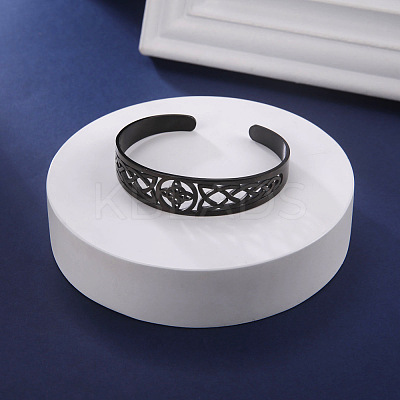 Witch Knot Hollow Out 304 Stainless Steel Cuff Bangles for Women FS-WG44EC4-03-1