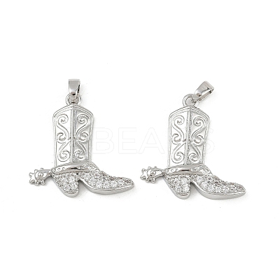 Brass Micro Pave Cubic Zirconia Pendants KK-F908-18P-1