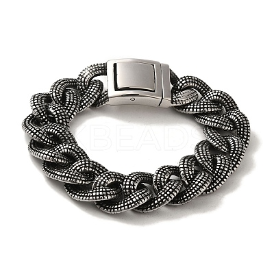 304 Stainless Steel Cuban Link Chain Bracelets for Women Men BJEW-Q341-06C-AS-1