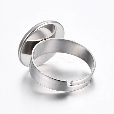 Tarnish Resistant Adjustable 304 Stainless Steel Finger Rings Components STAS-G187-01P-14mm-1