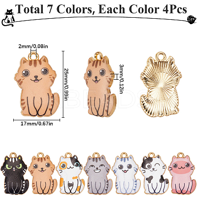 28Pcs 7 Colors Rack Plating Alloy Enamel Pendants FIND-SC0012-10-1