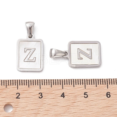 304 Stainless Steel Pave Shell Pendants STAS-G327-01P-Z-1