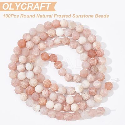 100Pcs Round Natural Sunstone Beads G-OC0001-37-1