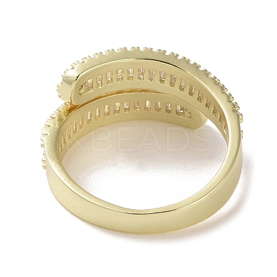 Brass Micro Pave Cubic Zirconia Open Cuff Ring RJEW-K256-53G-1