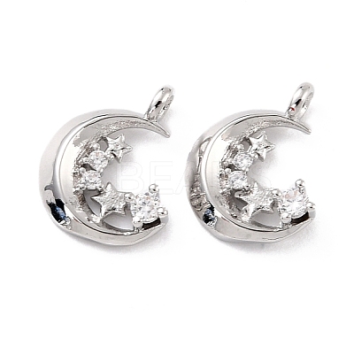 Eco-Friendly Brass Micro Pave Clear Cubic Zirconia Charms ZIRC-C027-08P-RS-1