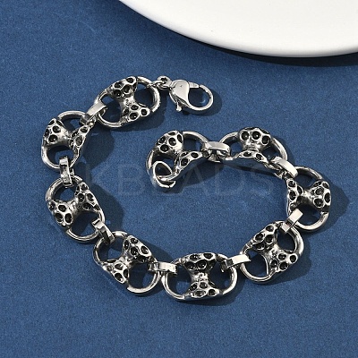 304 Stainless Steel Link Chain Bracelets for Men Women BJEW-D385-06AS-1