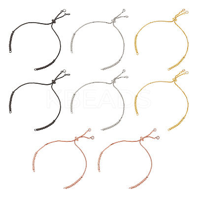 8Pcs 4 Colors Brass Box Chains Slider Bracelet Making with Clear Cubic Zirconia KK-AR0002-83-1