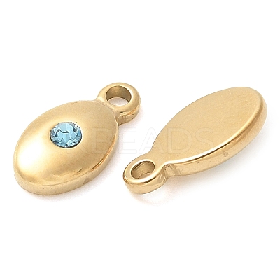 304 Stainless Steel with Rhinestone Charms STAS-Q345-15G-03-1