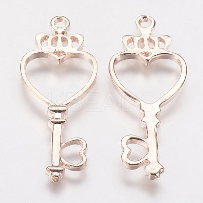 Long-Lasting Plated Alloy Open Back Bezel Pendants PALLOY-P166-13RG-A-1