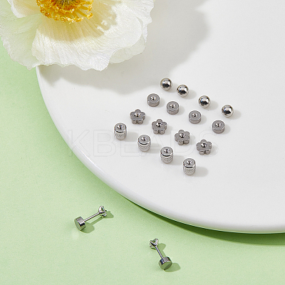 2Pairs Carbon Steel Micro Pave Cubic Zirconia Stud Earrings for Women EJEW-HS0001-16P-1