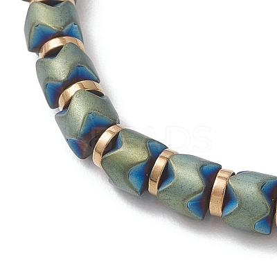 Electroplate Non-magnetic Synthetic Hematite Column & Disc Beads Braided Bead Bracelets for Women Men BJEW-JB13300-1
