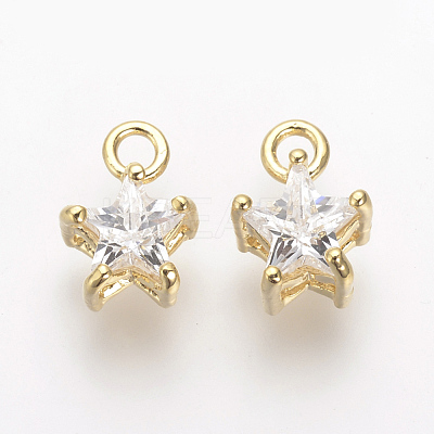 Brass Cubic Zirconia Charms KK-R015-108G-1