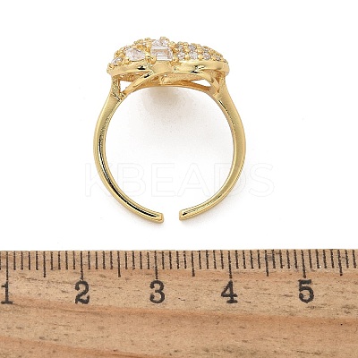 Brass Micro Pave Clear Cubic Zirconia Cuff Rings for Women RJEW-C126-06G-1