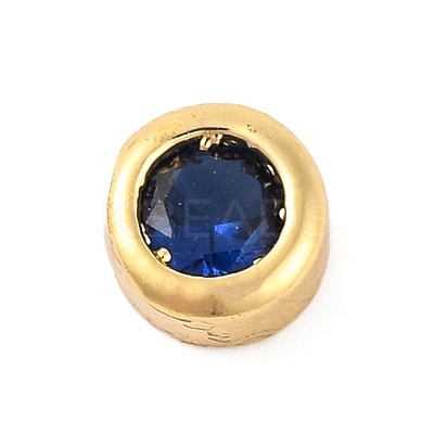 Rack Plating Flat Round Brass Micro Pave Cubic Zirconia Cabochons KK-F874-03G-02-1