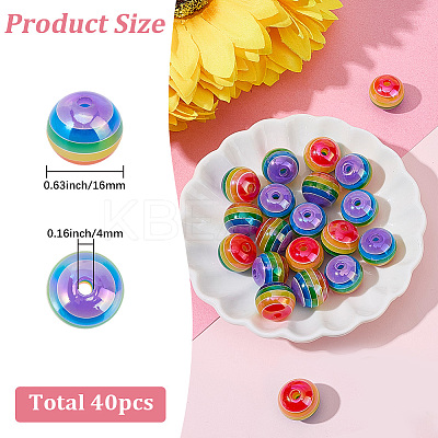 40Pcs Pride UV Plating Rainbow Iridescent Acrylic European Beads MACR-SC0002-66-1