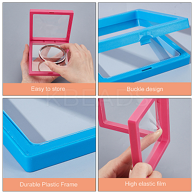 12Pcs 6 Colors Square Transparent PE Thin Film Suspension Jewelry Display Boxes ODIS-GA0001-71-1