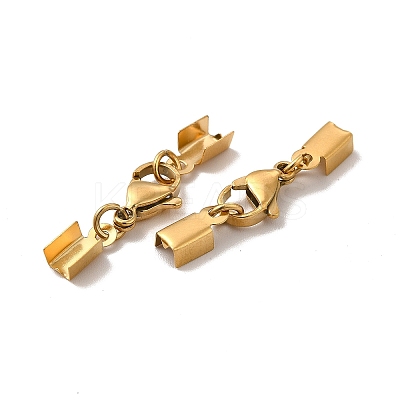 Ion Plating(IP) 304 Stainless Steel Lobster Claw Clasps with Cord Ends LS-STAS-H179-02G-1