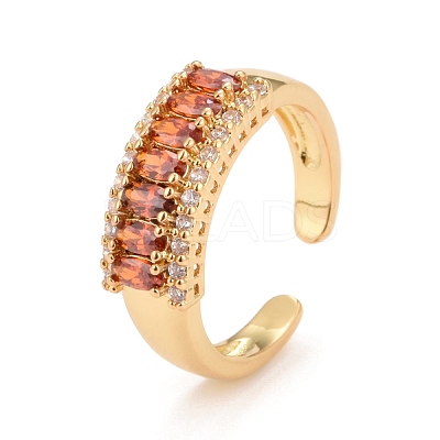 Bling Orange Cubic Zirconia Cuff Ring KK-Z023-05G-1