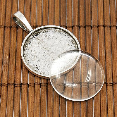 25mm Transparent Clear Domed Glass Cabochon Cover for Photo Pendant Making TIBEP-X0008-FF-1