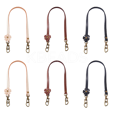 6Pcs 3 Colors Flower End Cowhide Leather Bag Handles FIND-HY0002-31-1