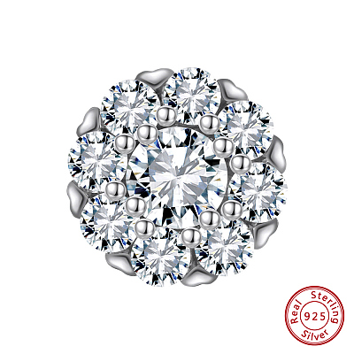 Rhodium Plated 925 Sterling Silver Beads STER-L064-11P-1