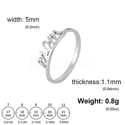 Mother's Day 201 Stainless Steel Finger Rings FS-WG75A9C-01-1