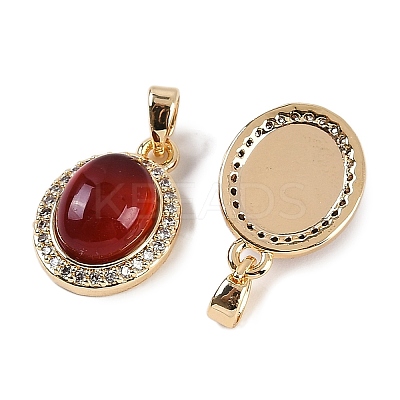 Natural Carnelian(Dyed & Heated) Oval Pendants KK-P283-41G-1
